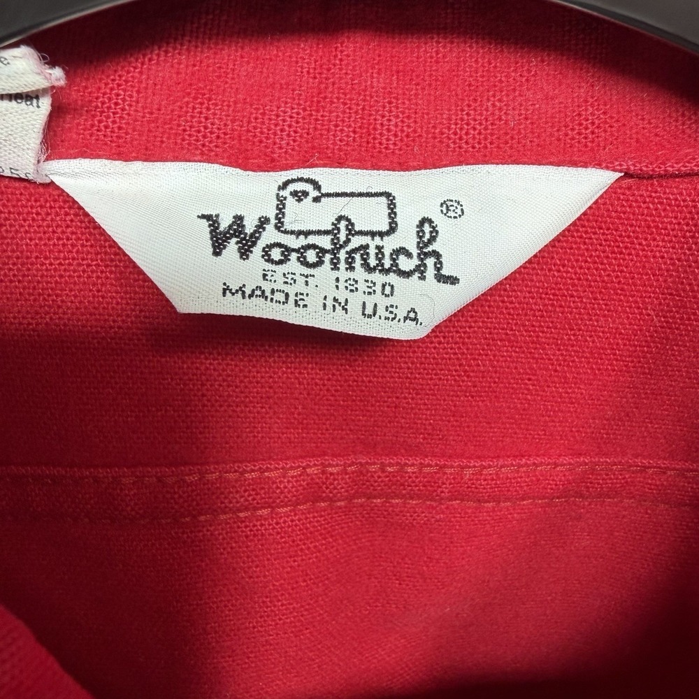 Vintage 70/80s Woolrich Red Cotton Canvas Chamois Shacket Work Shirt USA Made XL - Picture 3 of 8